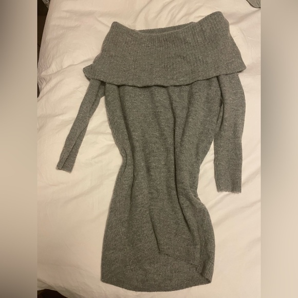 Grey, wool, off shoulder sweater dress, size small - Picture 1 of 2